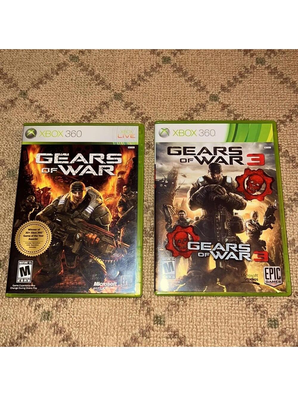 EA sports XBOX 360 Gears of War and Gears of War 3 in cases manuals